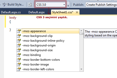 HTML5 ve CSS3 desteği